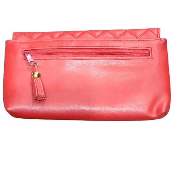 Lofthouse Vintage Red Quilted Clutch Purse Tassel Zip Key Ring Wallet Set Retro - Picture 3 of 12